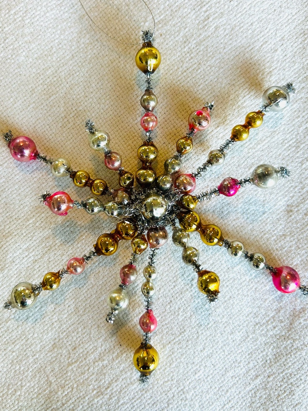 Vintage repurposed mercury glass holiday star burst Christmas Ornament